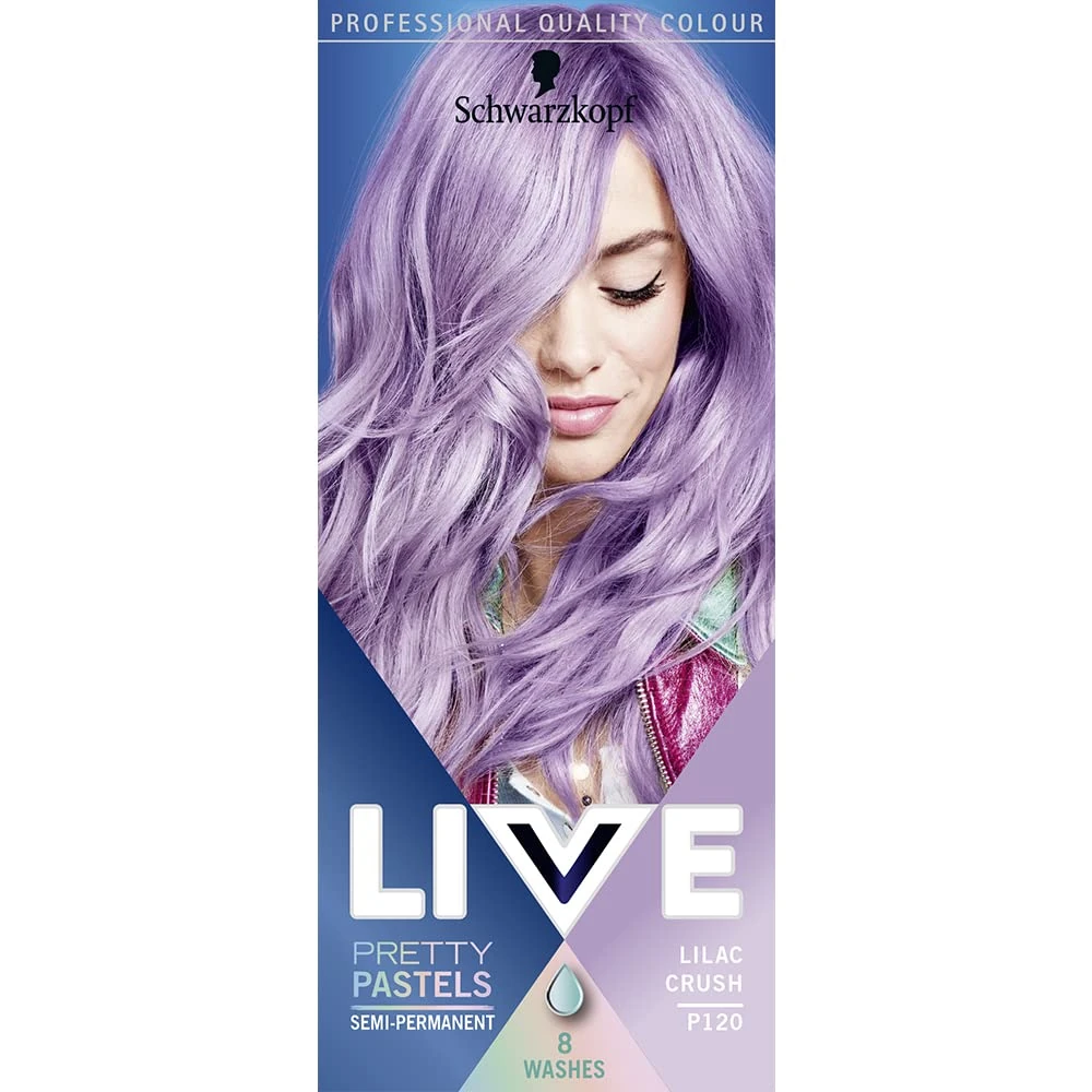 Schwarzkopf LIVE Pretty Pastels Semi-permanent Purple Hair Dye, Lasts Up To 8 Washes - Lilac Crush P120