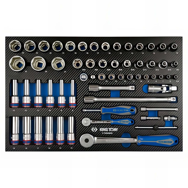 King Tony 975560MRE Module Espuma + Pp Sockets 1/4" & 1/2" Y Accesorios for DIYers & Professionals, Ideal for Repair and Installation tasks, 60 Pieces