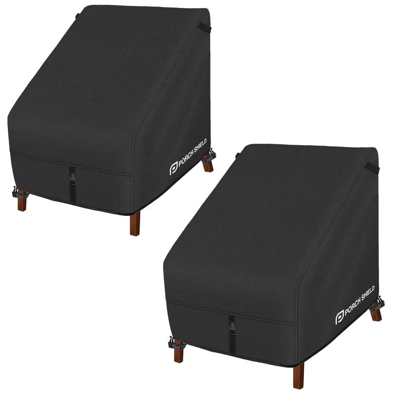 Porch Shield Patio Chair Covers -Waterproof Outdoor Lounge Deep Seat Single Lawn Chair Cover 2 Pack - 30W x 33D x 34H inch, Black