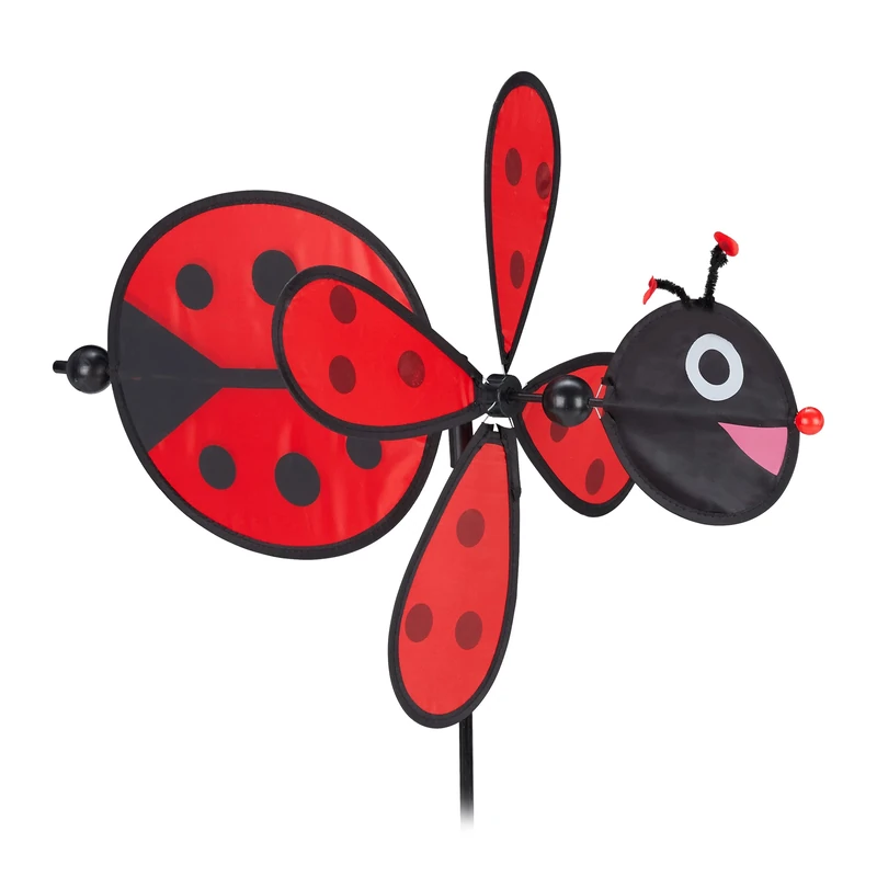 Relaxdays Ladybird Pinwheel, Red/Black, 76.5 x 36.5 x 51.5 cm