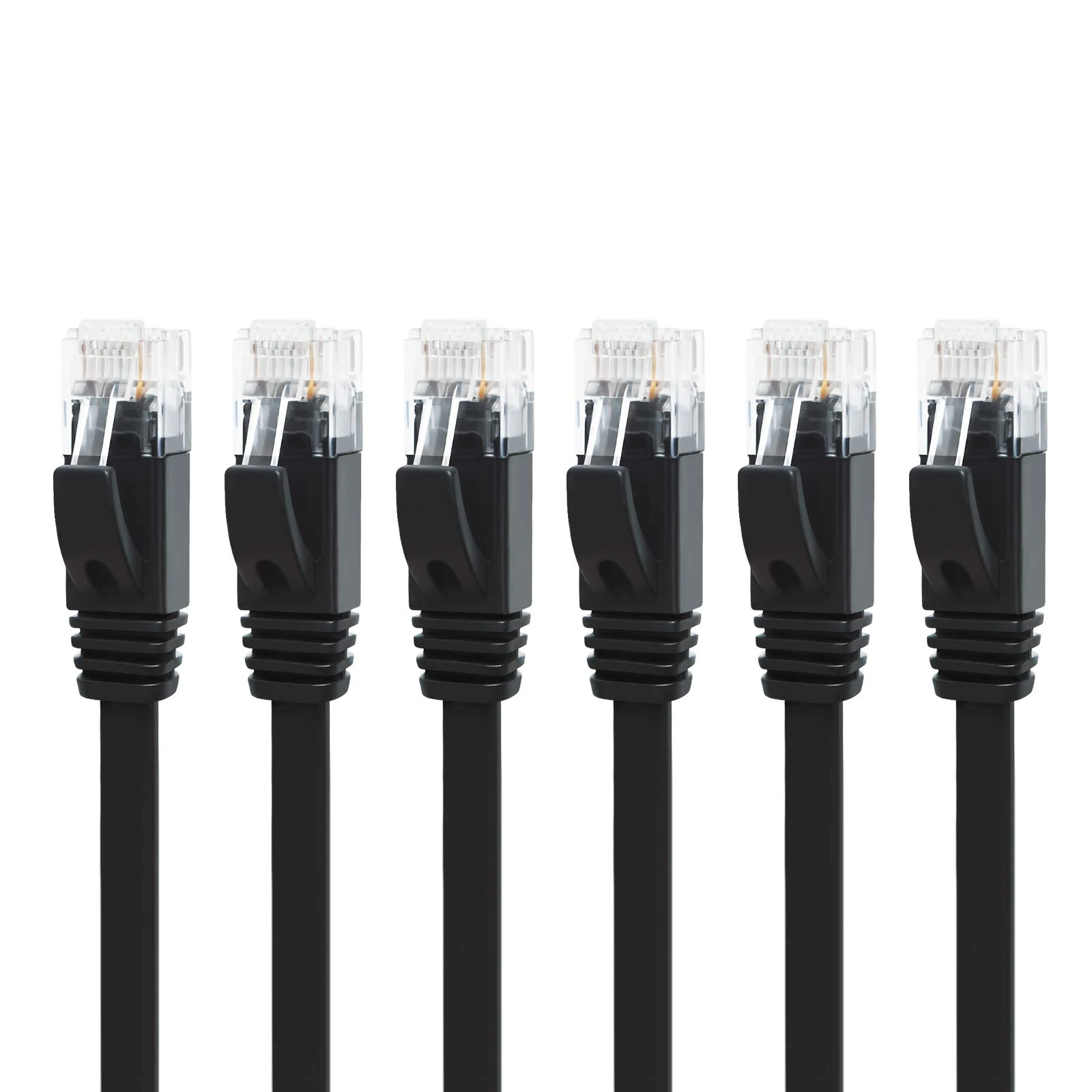 Yauhody CAT6 Ethernet Cable - 1m Black Pack of 6, High Speed Gigabit Internet LAN Patch Cable for TV, Gaming, Router
