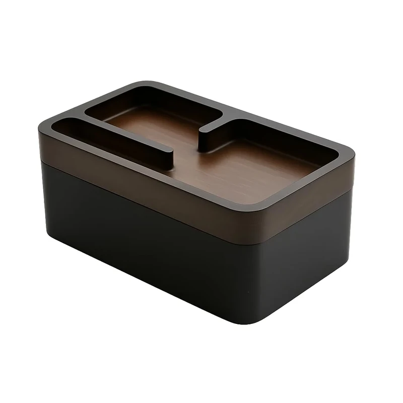 Mordeco REVOV Tray Box, EDC Valet Tray Box with Authentic Wood Magnetic Swivel Lid, Organizer, Office Supplies, Minimalist Decor, EDC Gear Organizer, Wood Docking Station (Black)