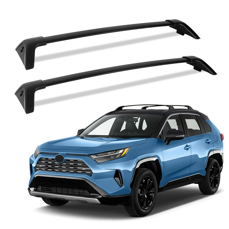 FLYCLE Roof Rack Cross Bars Compatible with 2019 2020 2021 2022 2023 2024 RAV4 LE XLE XSE Limited Hybrid, Rav4 Roof Rack Low Wind Noise Rooftop Cargo Carrier with Flush Roof Rails