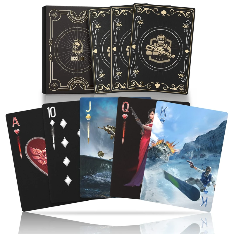 WJPC Warrior Gold Paper Poker Playing Cards With Gift Box, Deck of Cards For Adults Party Game, Indoor, Outdoor