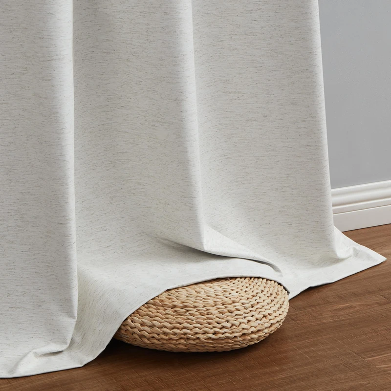 Jubilantex Natural White Solid 100 Percent Blackout Curtains 2 Panels Extra Long for Bedroom Living Room Farmhouse Linen Coating Noise Reducing Window Drapes Grommet for Patio Sliding Door, 54"x108"