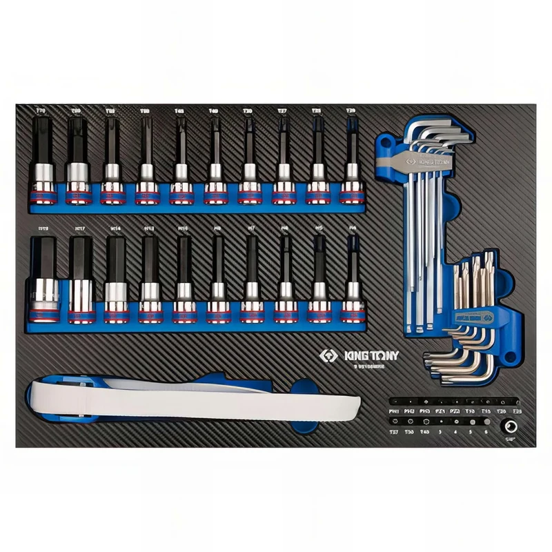 King Tony - EVAWAVE Plate for Male Wrenches, 1/2" Screwdriver sockets and 1/4" Screwdriver bits - 56 Pieces