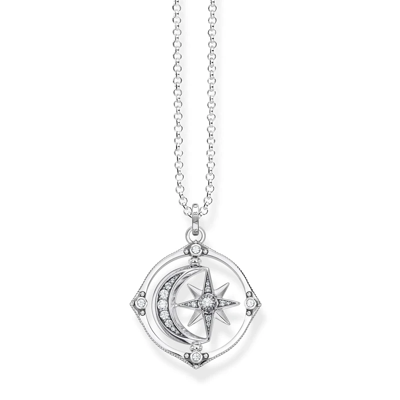THOMAS SABO Women's Necklace with Pendant Star and Moon Silver 70 cm, 70cm, Sterling Silver, Not Applicable - Image 1