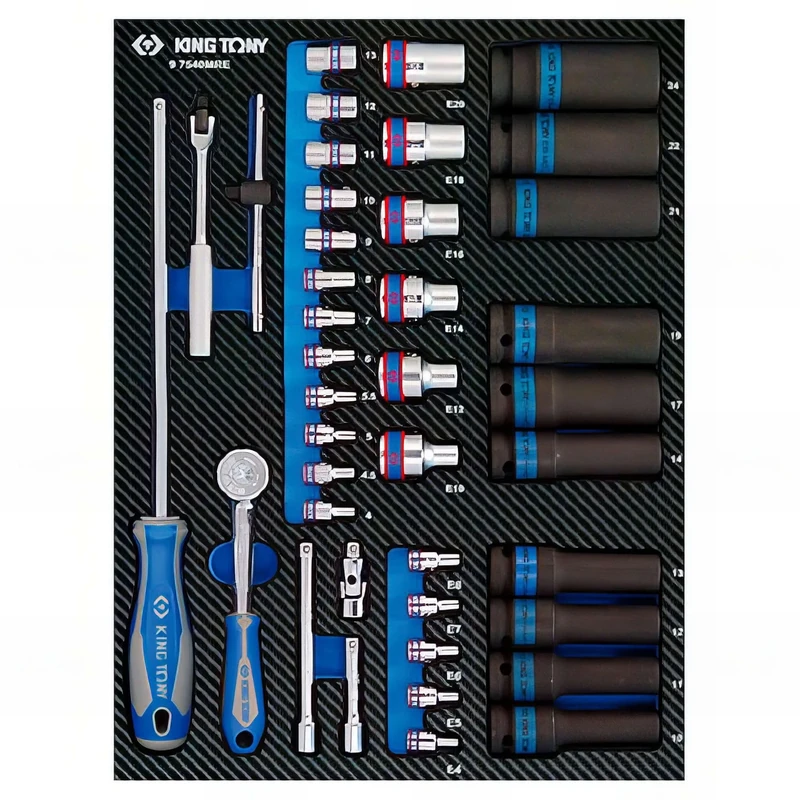 King Tony - EVAWAVE 1/4" and 1/2" Metric Socket and Accessory Tray - 40 Pieces