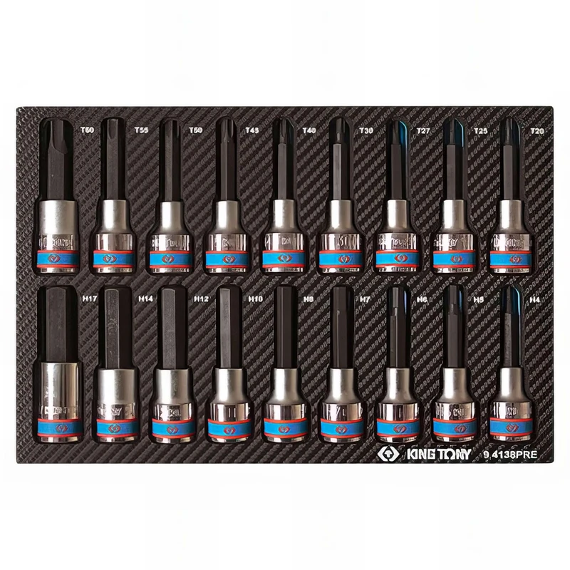 King Tony 94138PRE Module Espuma + Pp Sockets 1/2" Torx Y Hexagonales for DIYers & Professionals, Made for Repair and Installation tasks, 18 Pieces - Image 1