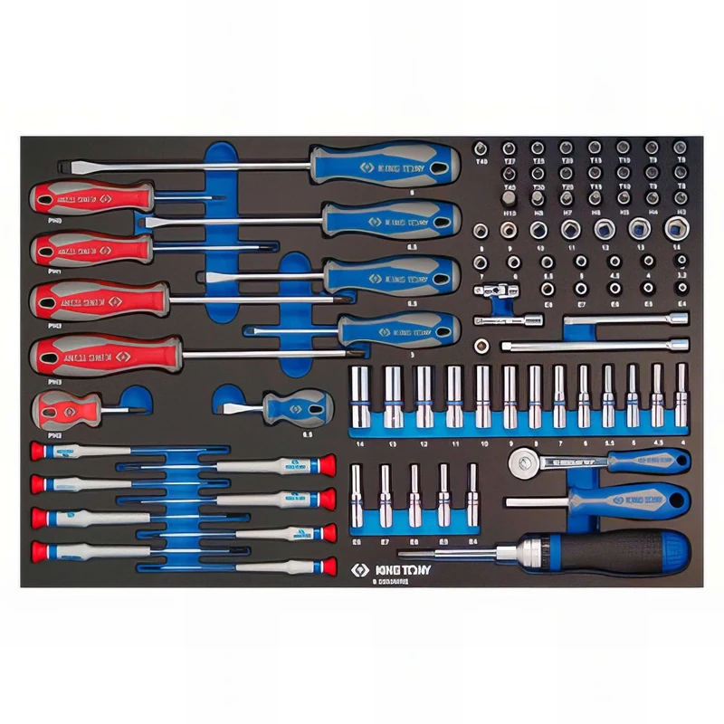 King Tony 92593MRE Module Espuma + Pp 62 Pzs 1/4" 4-14mm 2235-2335-bits+destornillador for DIYers & Professionals, Built for Repair, Installation and Workshop tasks, 14mm