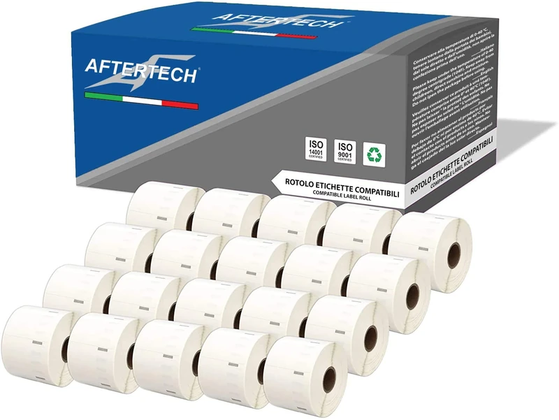 Aftertech 20 x 11354 Removable 57 x 32 mm Compatible Adhesive Labels Rolls (1000 Labels/Roll = 20000 Total) for Dymo LabelWriter Seiko SLP Printer Labeling Machines 20 x 11354R