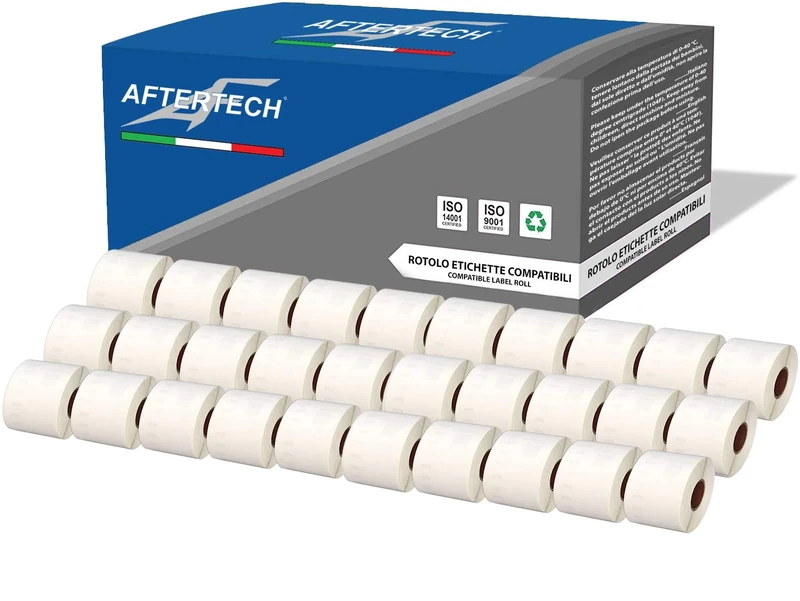 Aftertech 30x 99014 54x101mm Compatible Adhesive Label Rolls (220 Labels/roll = 6600 Total) for Dymo LabelWriter Seiko SLP labelmakers Printers S0722436 30x99014