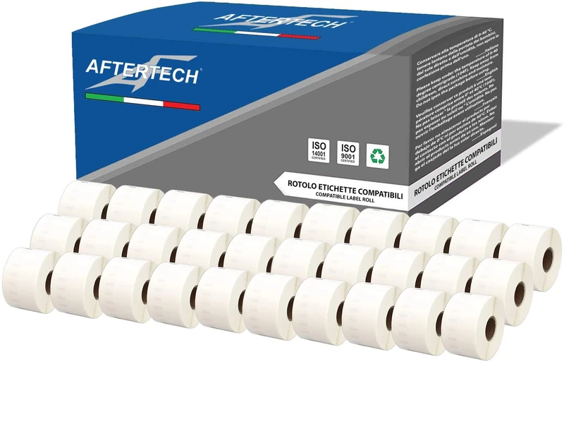 Aftertech 30x 11356 41 x 89 mm Compatible Adhesive Labels Rolls (300 Labels/Roll = 9000 Total) for Dymo LabelWriter Seiko SLP Printer Labeling Machines S0722560 30x11356