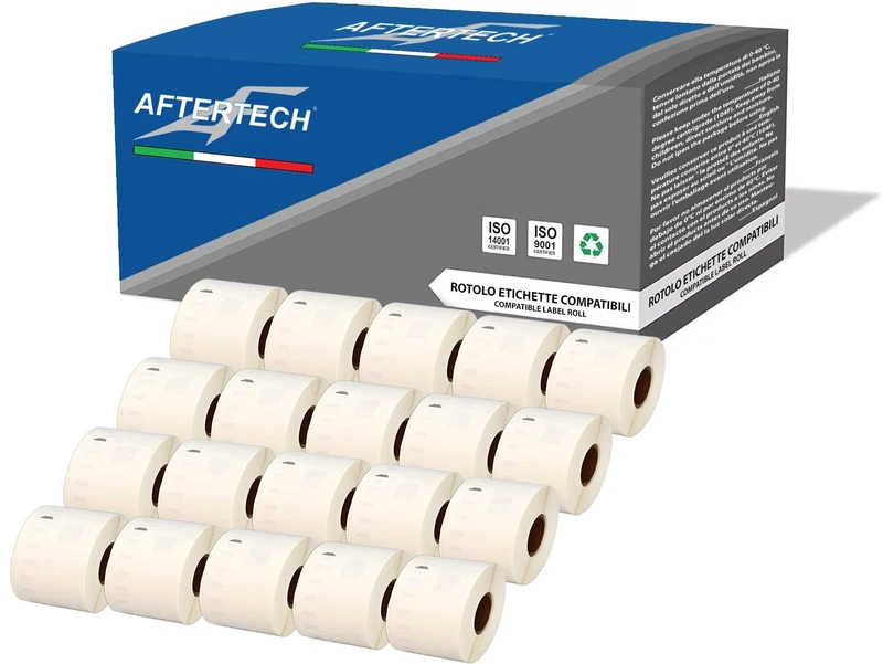 Aftertech 20x 99015 54 x 70 mm Compatible Adhesive Labels Rolls (320 Labels/Roll = 6400 Total) for Dymo LabelWriter Seiko SLP Printer Labeling Machines S0722440 20 x 99015