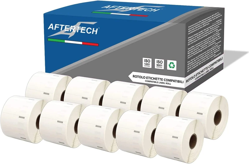 Aftertech 10x 11354 57 x 32 mm Compatible Adhesive Labels Rolls (1000 Labels/Roll = 10000 Total) for Dymo LabelWriter Seiko SLP Printer Labeling Machines S0722540 10x11354
