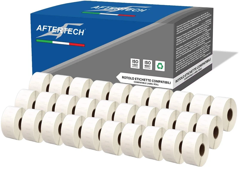 Aftertech 30x 11355 19 x 51 mm Compatible Adhesive Labels Rolls (500 Labels/Roll = 15000 Total) for Dymo LabelWriter Seiko SLP Printer Labeling Machines S0722550 30 x 11355