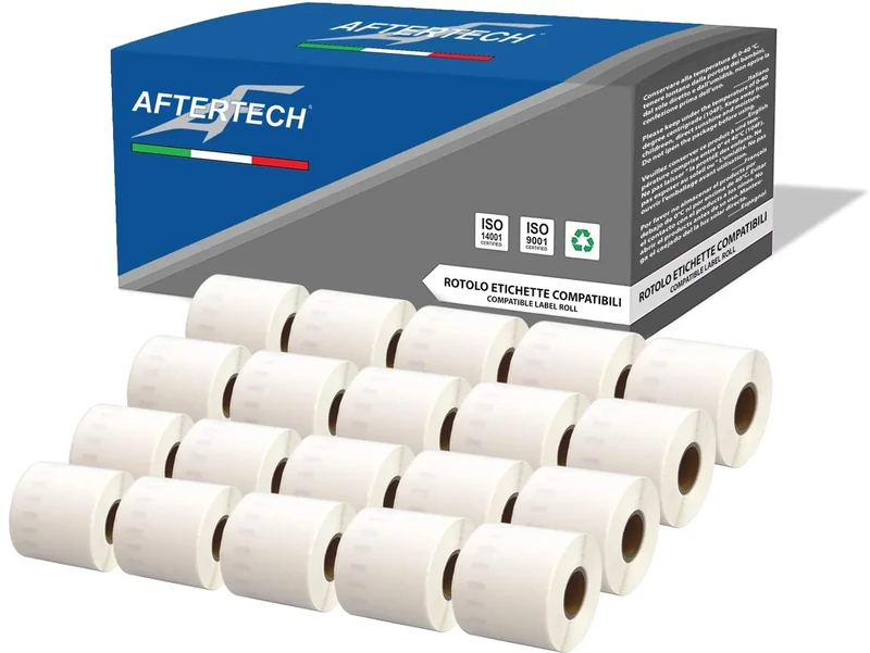Aftertech 20x 99019 59x190mm Compatible Adhesive Label Rolls (110 Labels/roll = 2200 Total) for Dymo LabelWriter Seiko SLP labelmakers Printers S0722485 20x99019