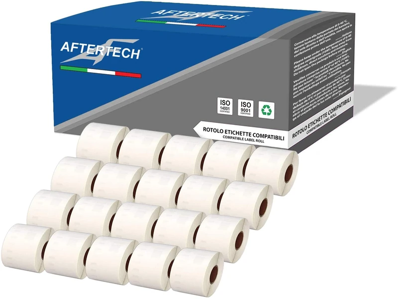 Aftertech 20x 99014 54x101mm Compatible Adhesive Label Rolls (220 Labels/roll = 4400 Total) for Dymo LabelWriter Seiko SLP labelmakers Printers S0722435 20x99014