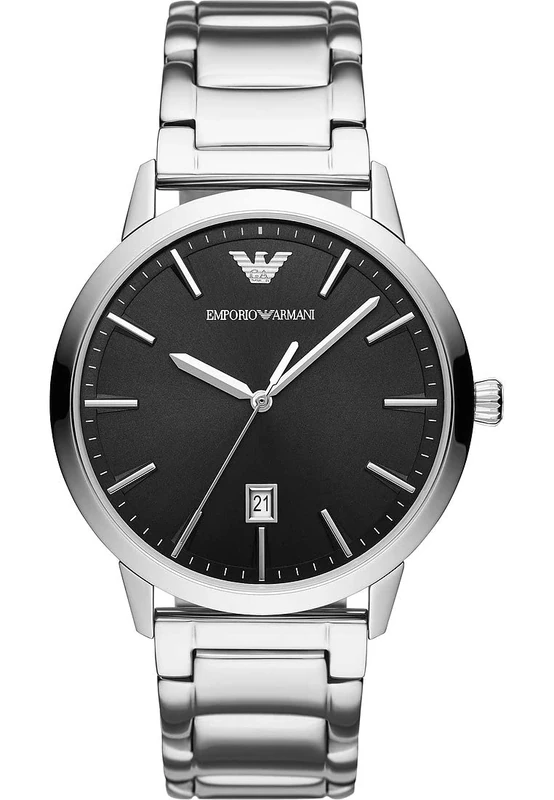 Emporio Armani Watch for Men, Three Hand Date Movement, 43 mm Silver Stainless Steel Case with a Stainless Steel Strap, AR11310