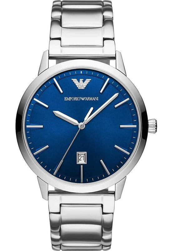 Emporio Armani Watch for Men, Three Hand Date Movement, 43 mm Silver Stainless Steel Case with a Stainless Steel Strap, AR11311