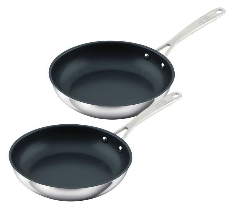 Kuhn Rikon Allround Non-Stick Frying Pan, 24cm & 28cm. 3 Layer Non-Stick Coating. 18/10 Stainless Steel. Suitable for All Hobs (Inc. Induction). Riveted Stay-Cool Handle. Oven Safe & Dishwasher Proof