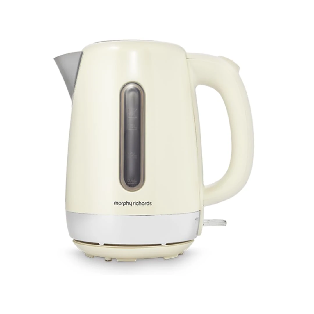 Morphy Richards Equip Kettle, 1.7L, 3Kw Rapid boil, Removeable Limescale Filter, Easy View Water Gauge, Stainless Steel Case, Cream, 102784