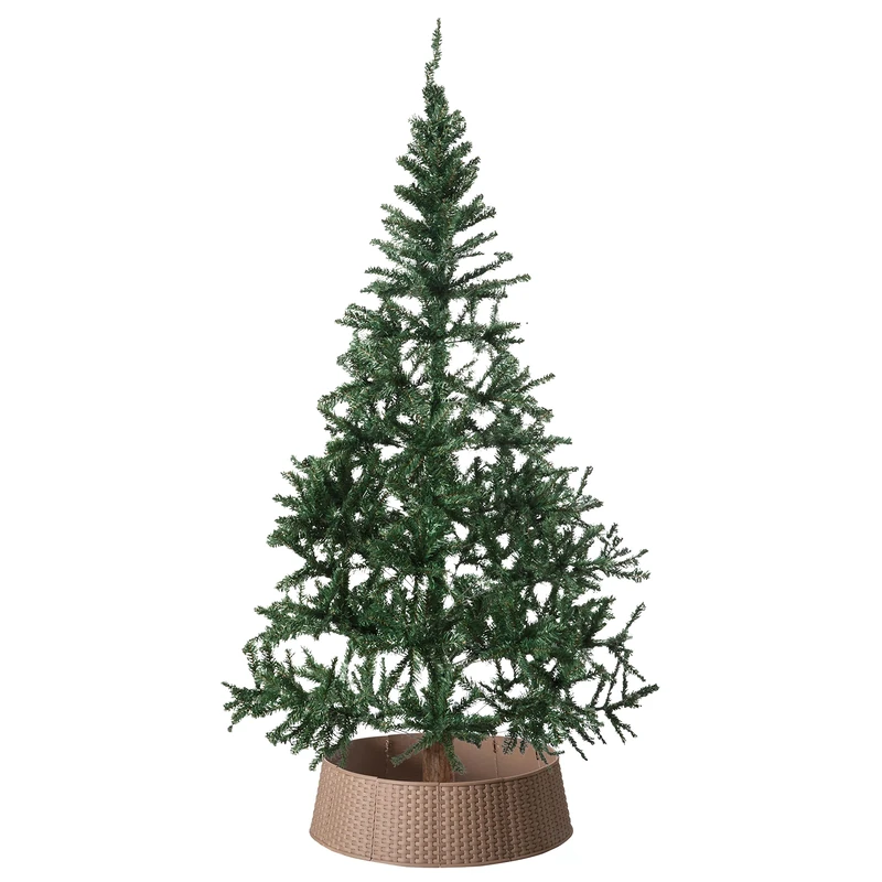 Gardenised Large Rattan Collar Tree Skirt - Brown - Image 1