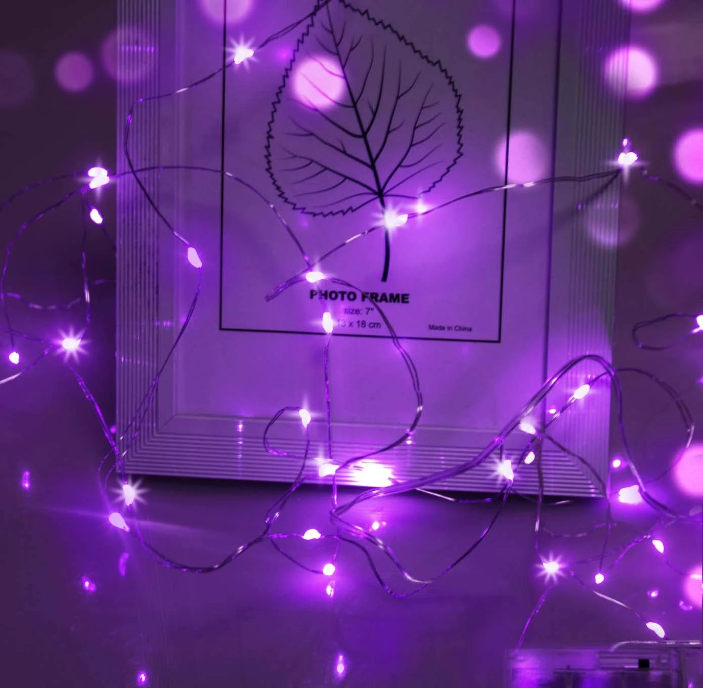 cshare Fairy Lights for Bedroom, 5m 50 LEDs Battery Operated String Lights IP65 Waterproof Micro Silver Wire LED Firefly Light for Bedroom DIY Christmas Tree Gifts Halloween Decorations（Purple）