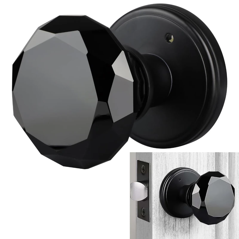 Balin Designs Matte Black Crystal Passage Door Knob Set