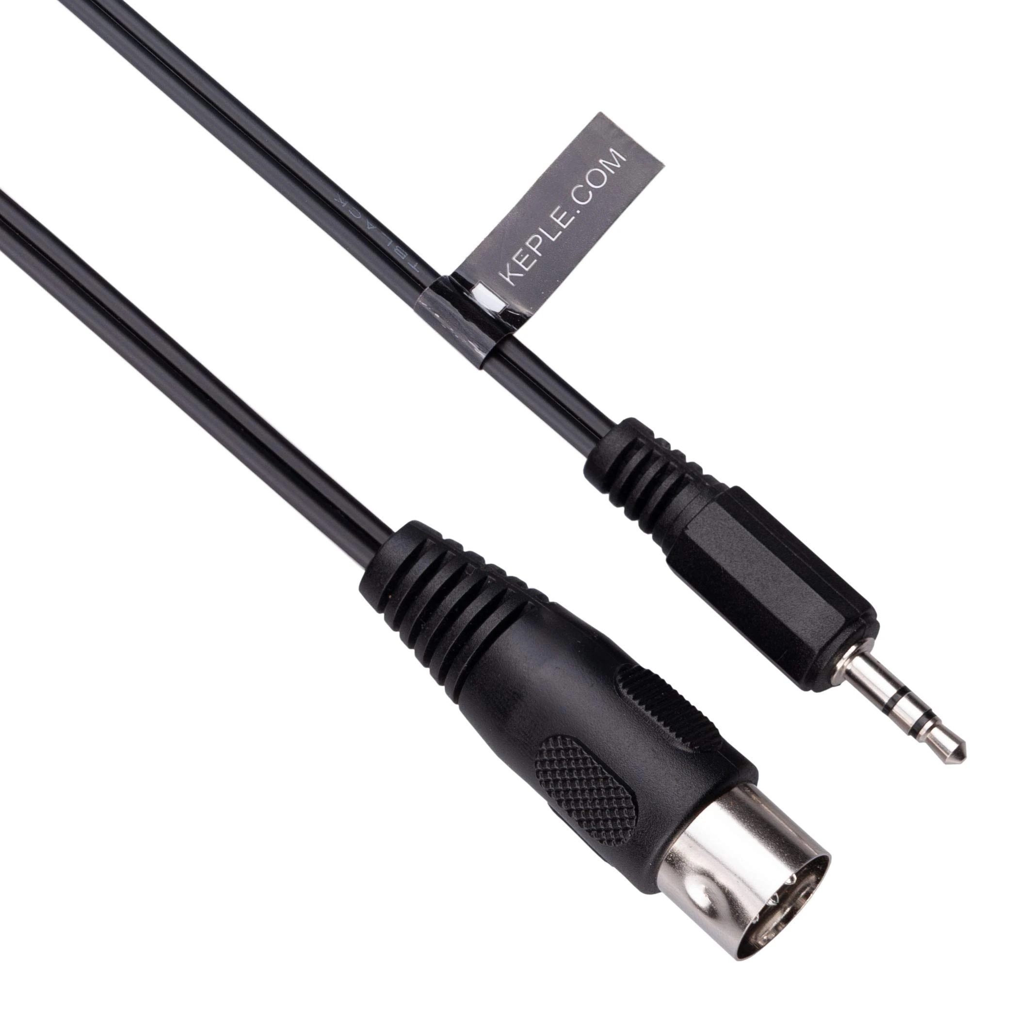 Keple 5-DIN to 3.5mm AUX TRS jack Audio Cable, 5 pin to 3.5mm Stereo Plug compatible with Smartphones, PC notebooks, Amplifiers, HI-FI sound systems, Supports analog sound signal (L/R + mass) 1m