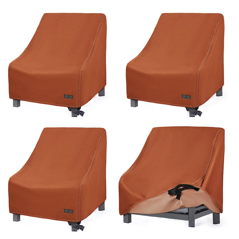 NettyPro Waterproof Outdoor Patio Dining Chair Covers Set of 4, 26W x 28D x 28H inches, Brown