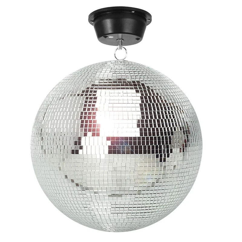 beamz Silver Hanging Glitter Ball 30cm (12") Disco Mirror Ball with Motor Kit - Rotating Party Lighting for Weddings, Dance Halls, Home Events and Small Venues