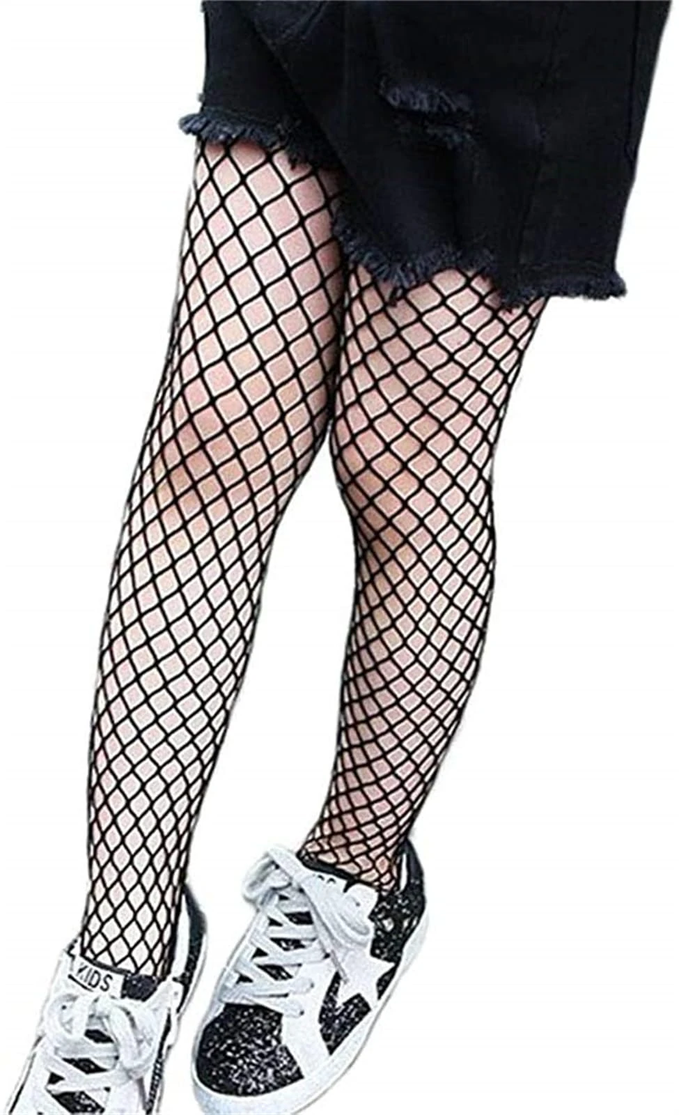 Geagodelia Girls Halloween Fishnet Tights Stockings Leggings Socks Fish Nets Stockings Nylon Halloween Costume Tights (One Size, medium net Black)