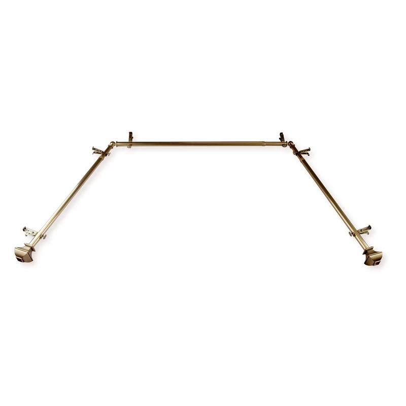 13/16" Moyat Bay Window Curtain rod 20-36", 38-72" - Antique Brass
