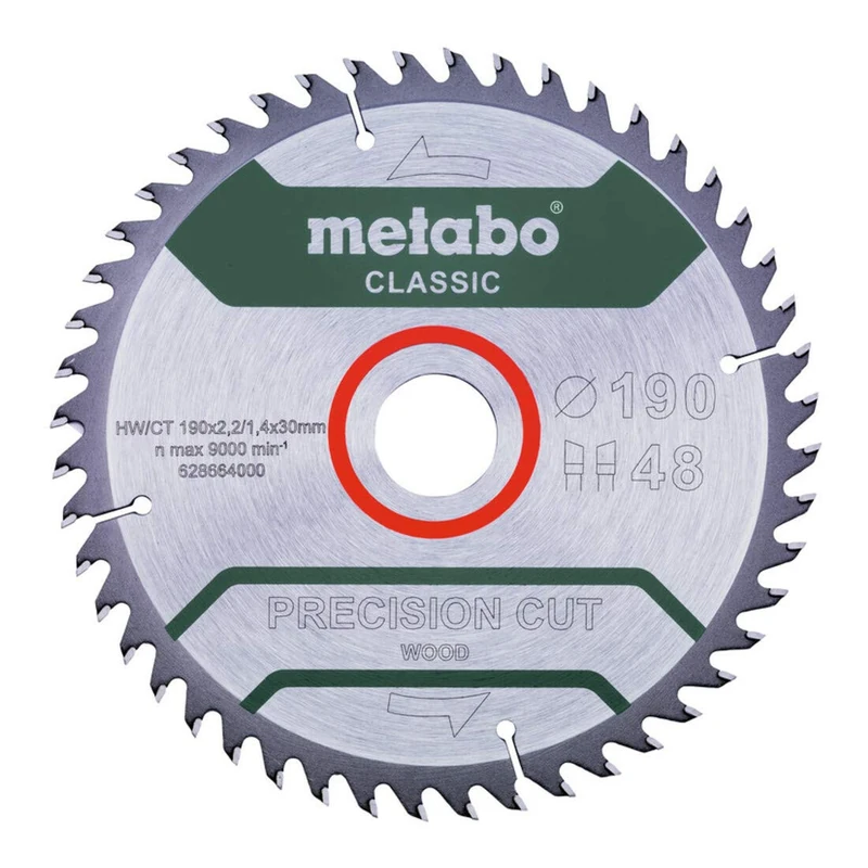 Metabo 628664000 Precision Cut Wood Classic Circular Saw Blade 190 x 30, Z48 WZ 15° / B