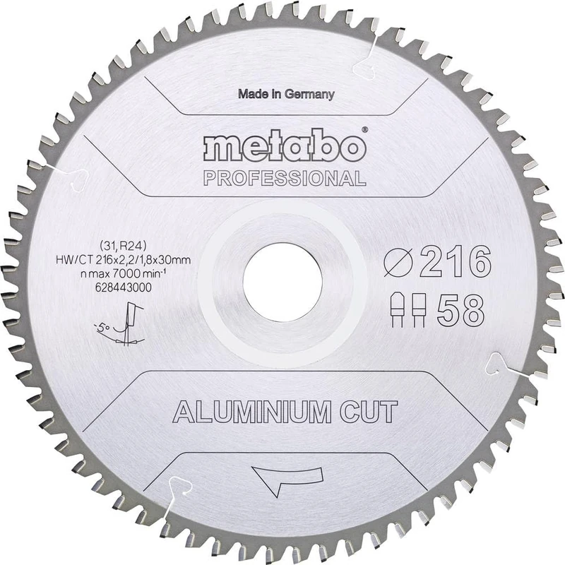 Metabo 628288000 Aluminium Cut Professional Circular Saw Blade 160 x 20, Z48 FZ/TZ 5° neg