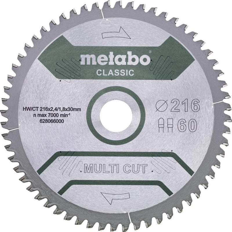 Metabo 628666000 Multi Cut Professional Circular Saw Blade For Multi Materials 254 x 30, Z60 FZ/TZ 5° neg/B