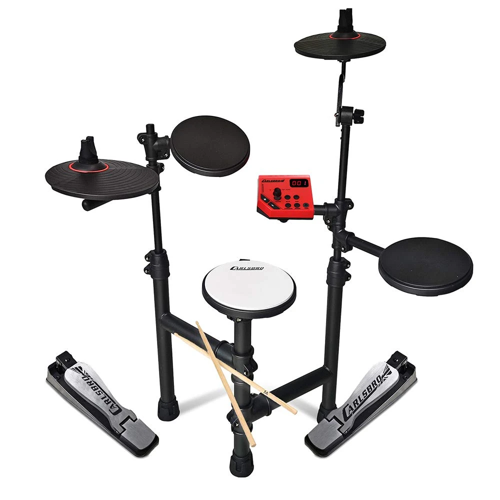 Carlsbro CLUB100 5-Piece Beginner Electronic Drum Kit with Adjustable Sounds & Effects, Ideal Childrens Electric Drum Set, Compact Keyboard for Learners, 50 Lessons Included
