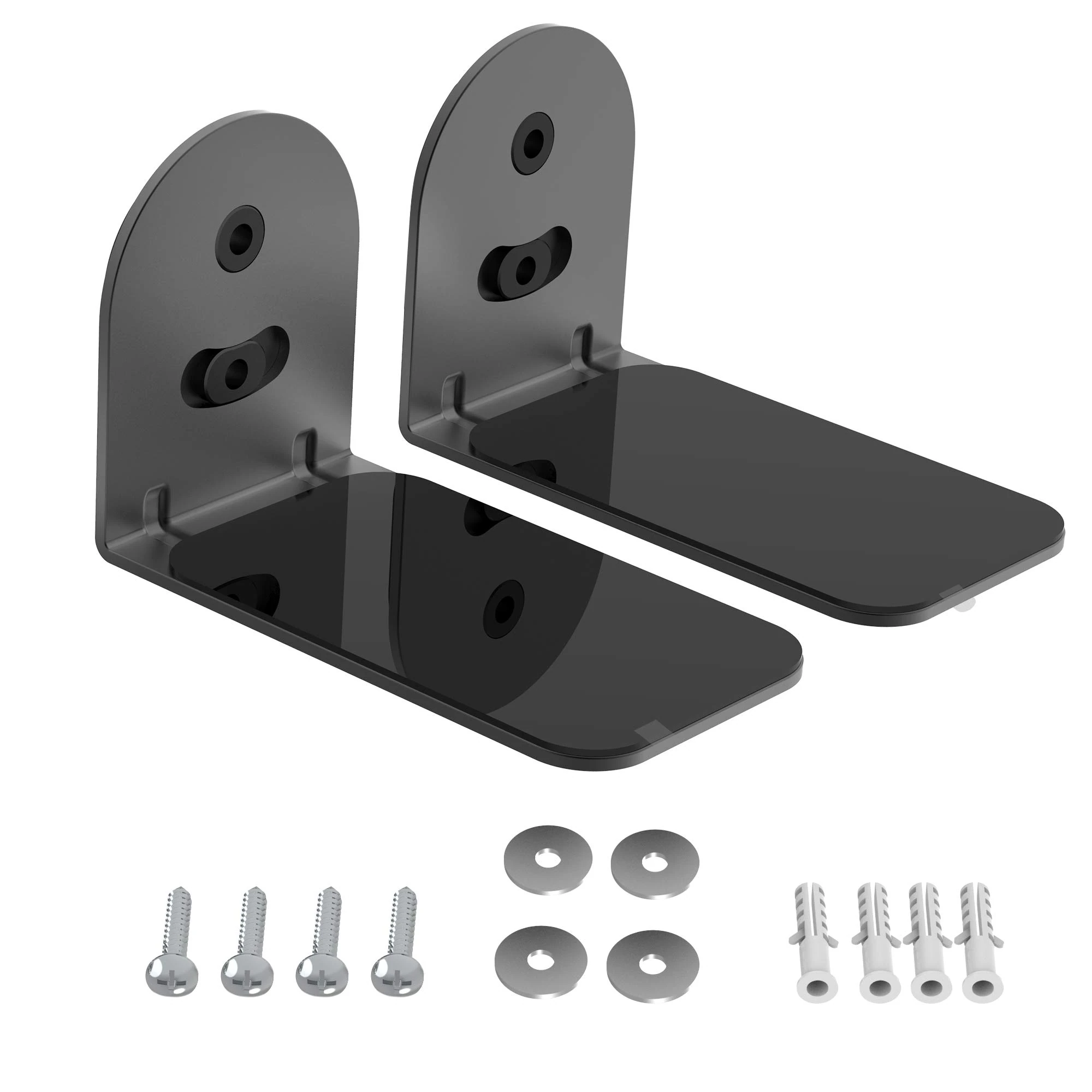 PlusAcc Universal Soundbar Brackets Mount Compatible with Bose, Samsung, JBL, Sonos, Yamaha, LG, Majority, SAKOBS and More Sound Bar Wall Mounts Bracket Kit Mounting Holder (Black)