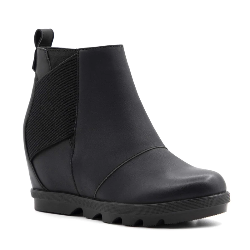 Athlefit Women's Wedge Chelsea Boots Comfortable Ankle Wedge Booties black Size: 5 UK