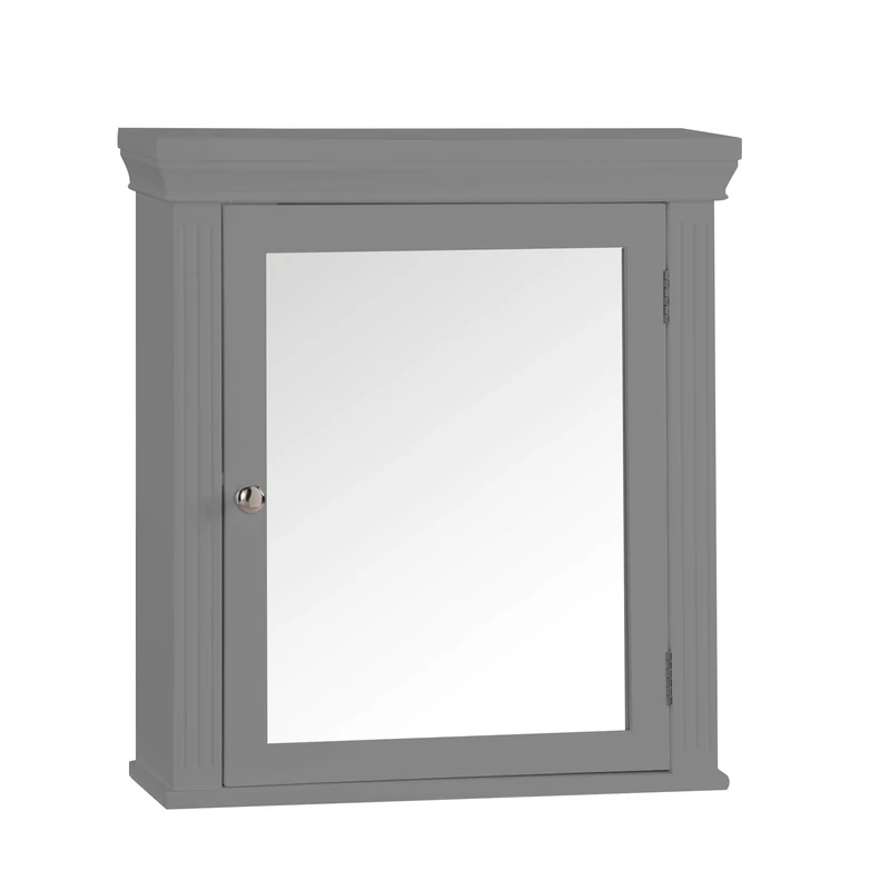 VERSANORA Teamson Home Bathroom Stratford Wooden Mirrored Medicine Cabinet Grey EHF-6544G