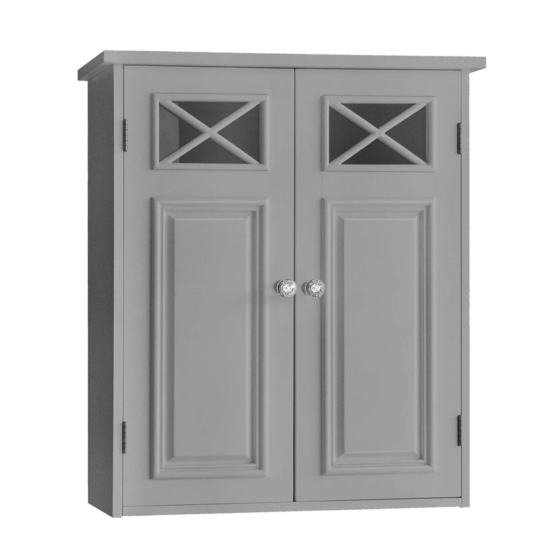 VERSANORA Teamson Home Bathroom Dawson Wall Cabinet With Two Doors Grey EHF-6810G