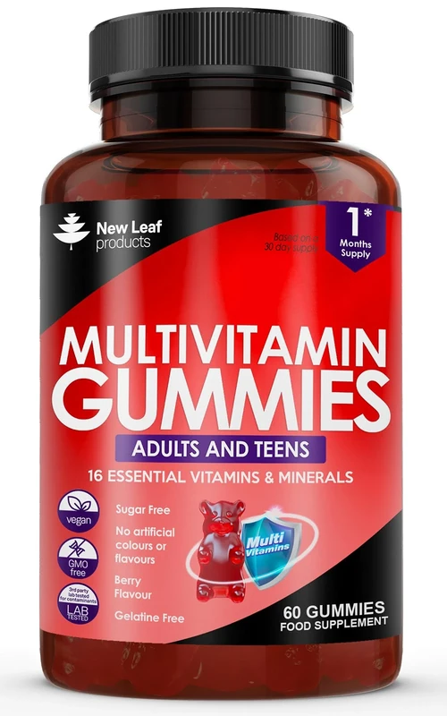 Chewable Vegan Multivitamin Gummies - Non Sugar Coated, Gluten Free, Non-GMO Multivitamins for Men and Woman - Fortified with Vitamins C A D E B Biotin, Folate, & Zinc