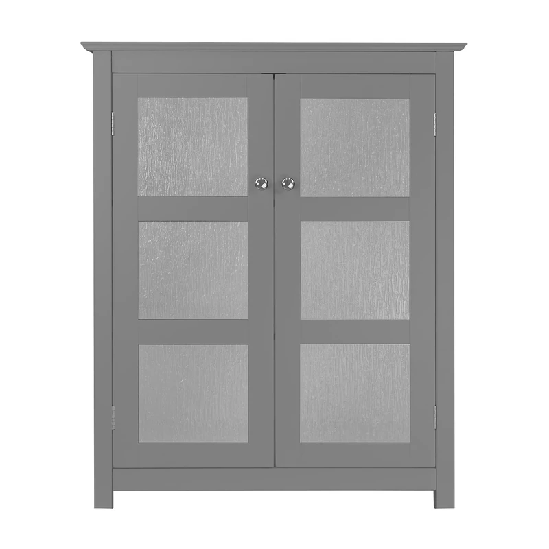 VERSANORA Teamson Home Bathroom Connor Free Standing Cabinet with 2 Glass Doors Grey EHF-580G