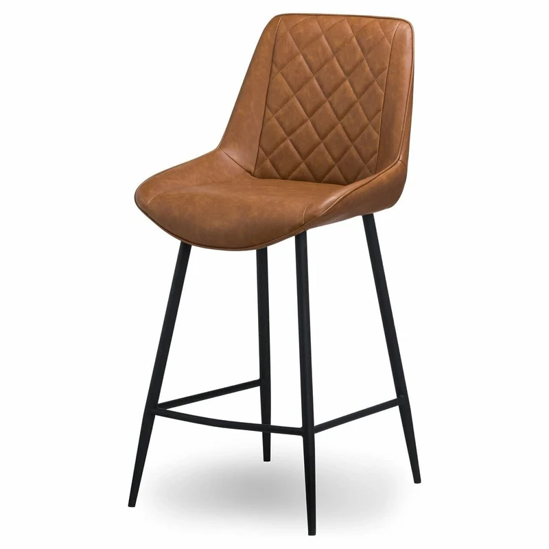 Hill 1975 Oslo Tan Bar Chair, Metal, Faux Leather, Mixed, One Size