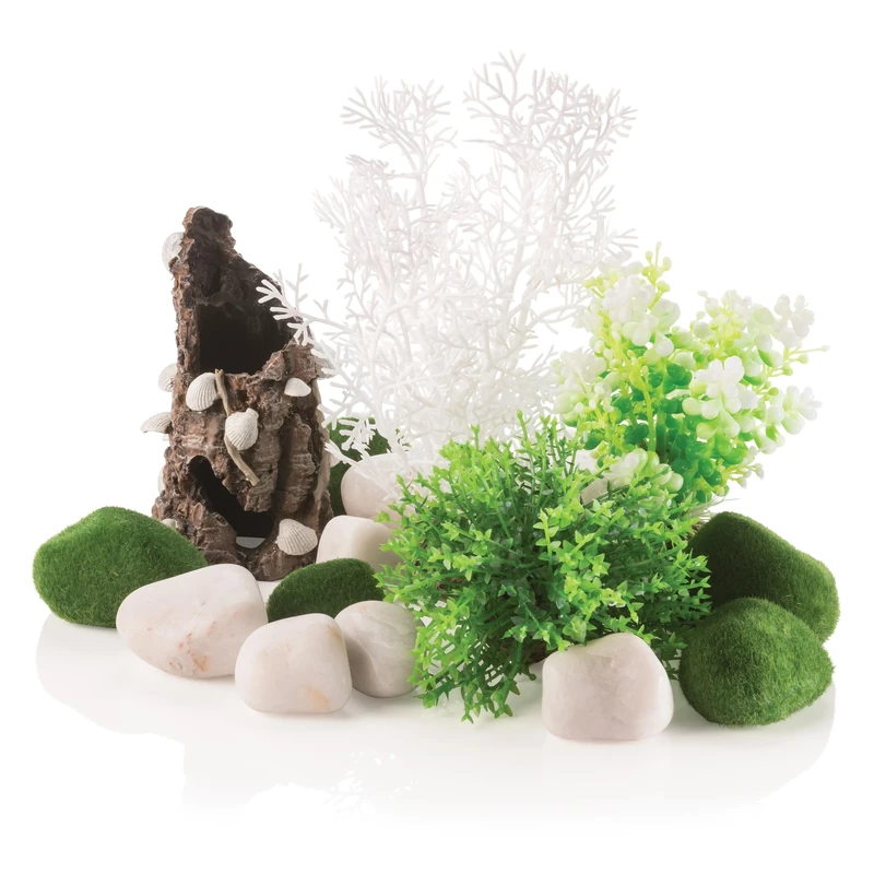 biOrb Decor Set, Fairy Tales - Bark Sculpture, Flower Ball & Pebble Ornaments for 15 L+ Aquariums, Easy-Insert Decoration Compatible with Fresh & Saltwater Tanks, Perfect Fish Tank Decorations