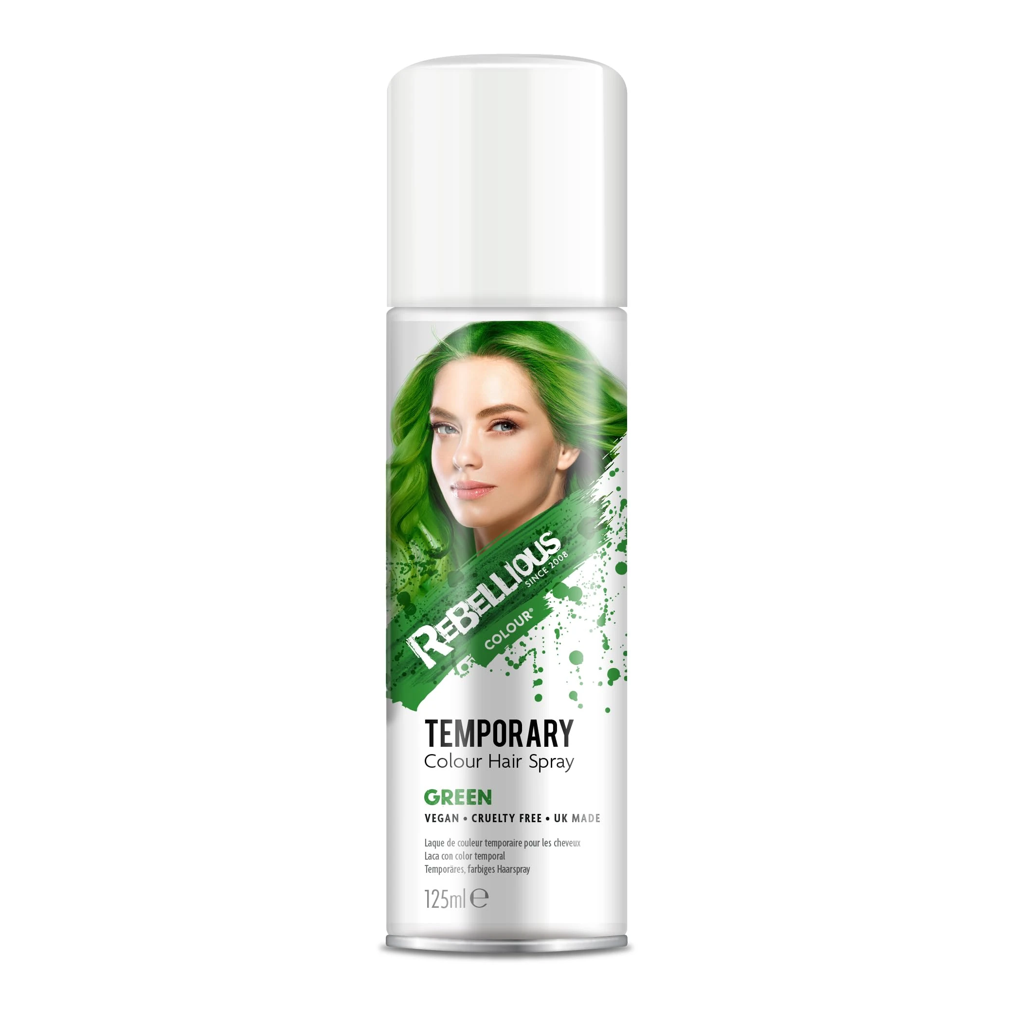 Hair Colour Spray 125ml temporary hair colour spray made in UK - ultimate coloured hair spray wash out kids & adults (Green)