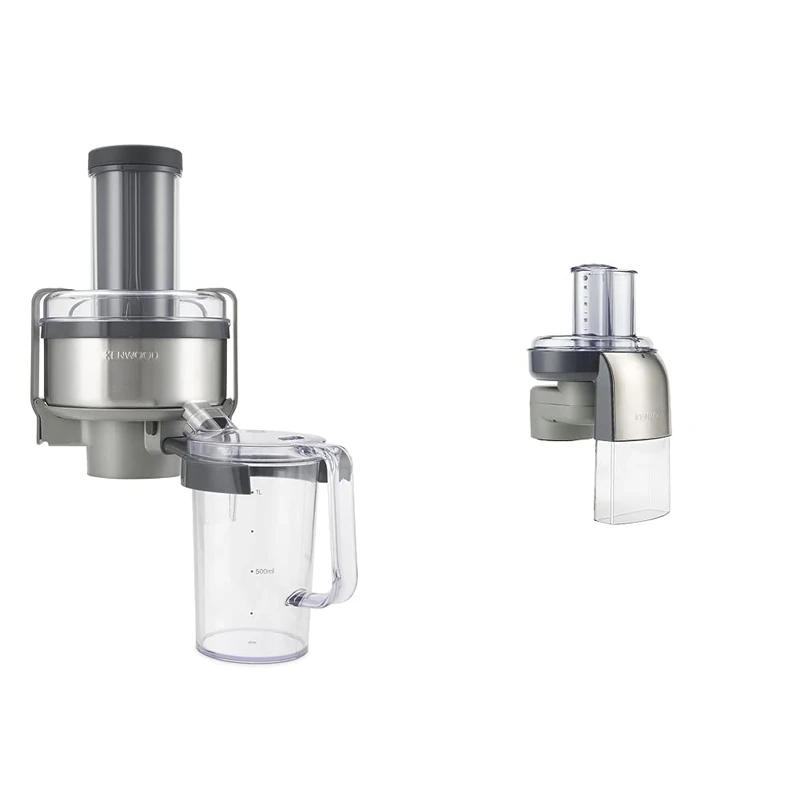 Kenwood AT641 Vita Pro-Active Continuous Juice Extractor & Chef/XL AT340 Continuous Slicer/Grater Attachment - Grey