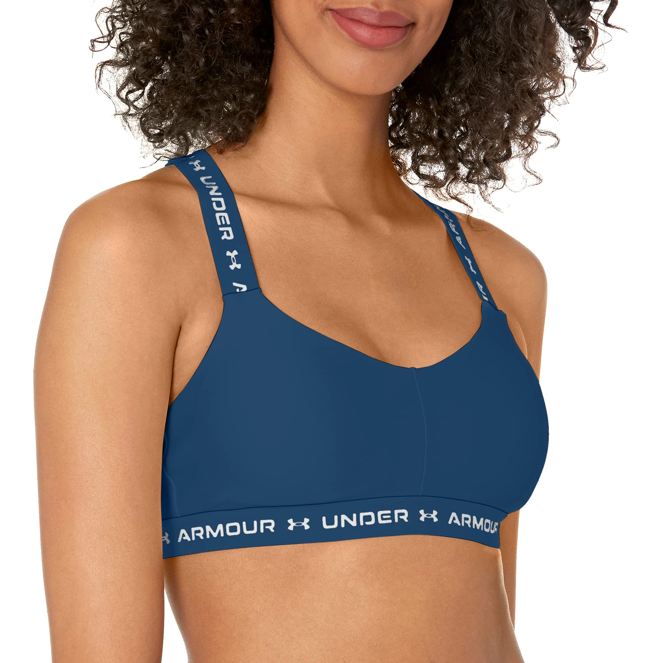 Under Armour Women's Crossback Low Bra , Indigo (404)/Phoenix Fire , X-Small