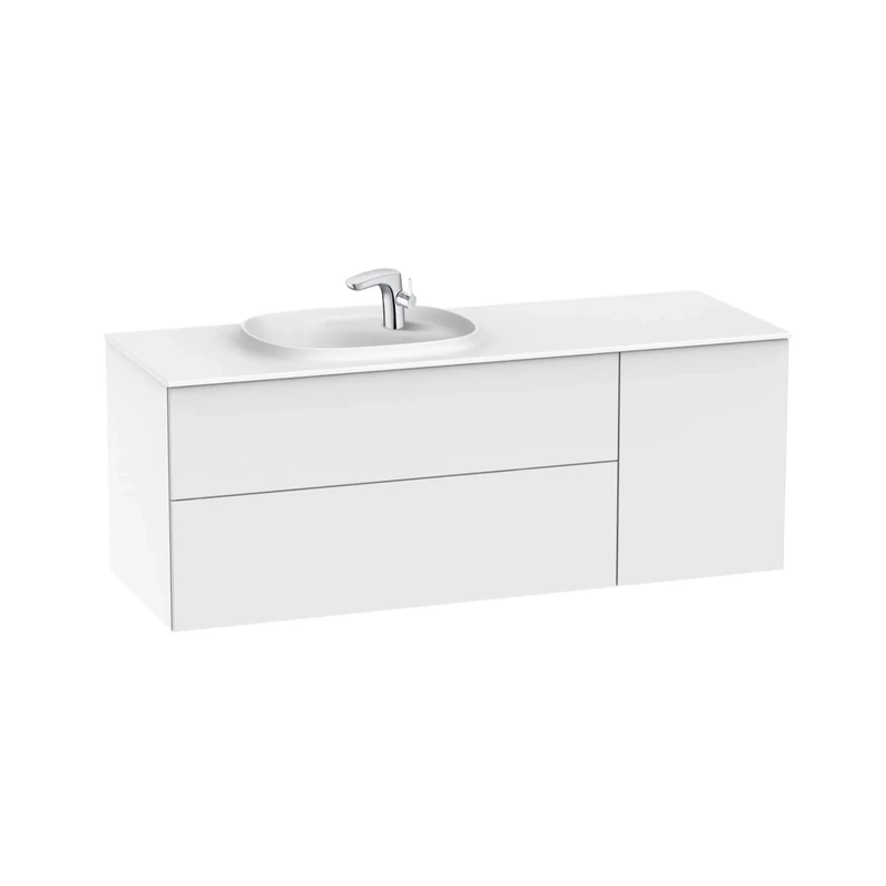 Roca Basin Left + Base Cabinet 2 Drawers + Surfex Unik Beyond, 140 x 50 x 52 cm, White (Reference: A851393806)